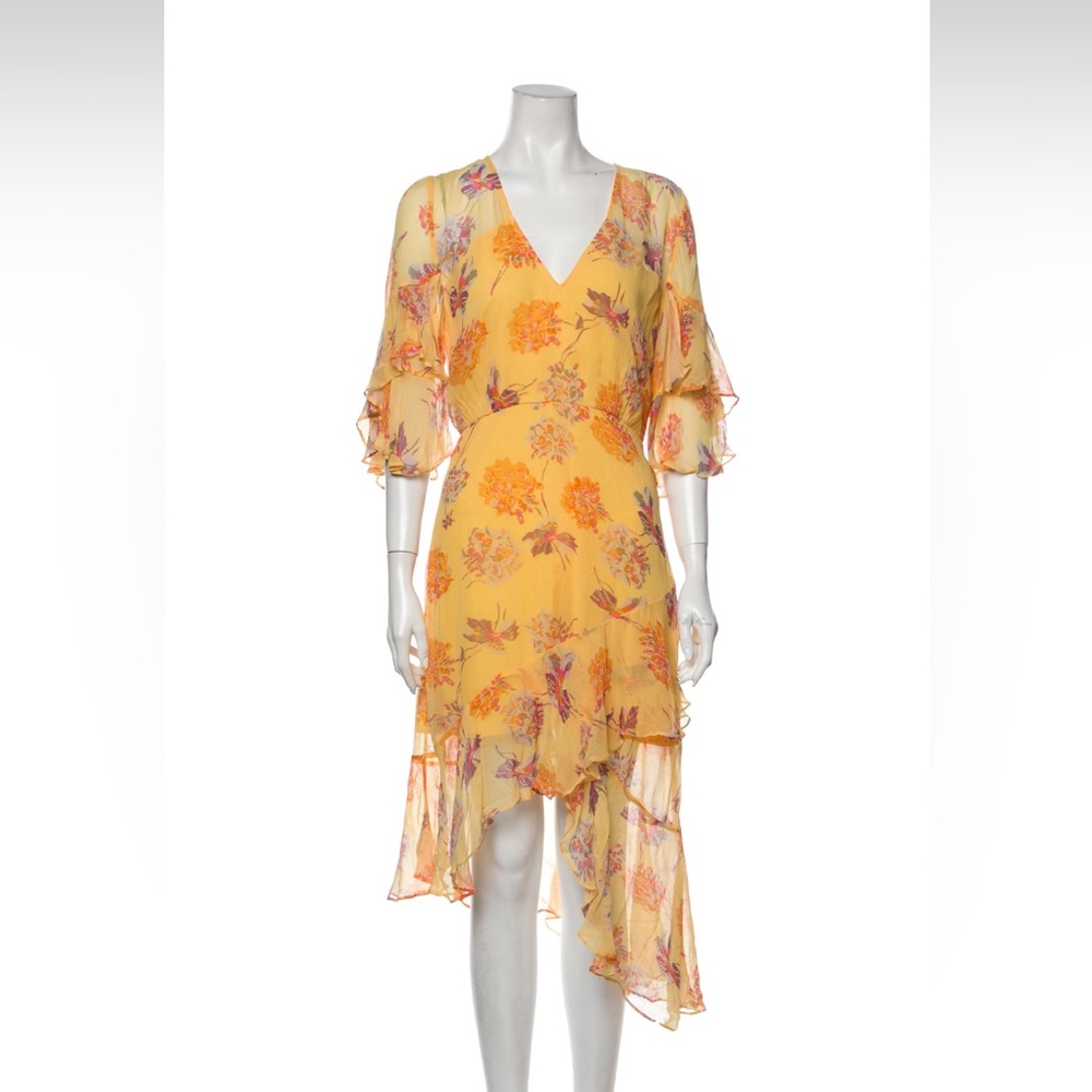 Talulah yellow floral print midi length dress with tags size Large